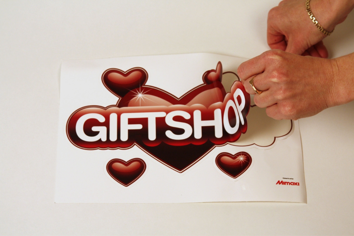 Mimaki print and cut stickers on a self adhesive vinyl