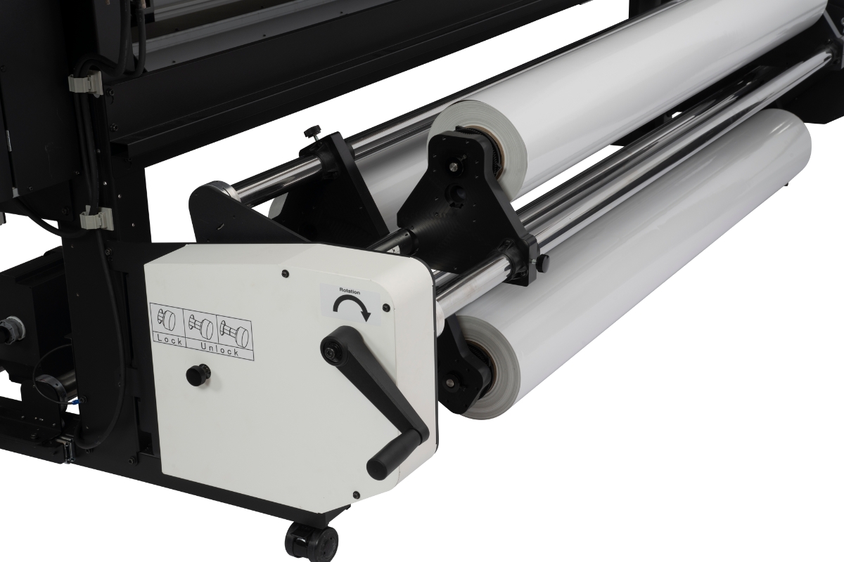 The Multi Media Changer on the Mimaki CJV330-160 allows up to three rolls of material to be stored on the printer.