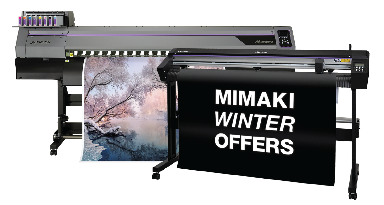 Mimaki JV100-160 solvent printer with free Mimaki CG-130AR vinyl cutter