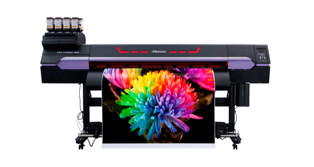 Mimaki UCJV330-160 product image showing brightly coloured printout