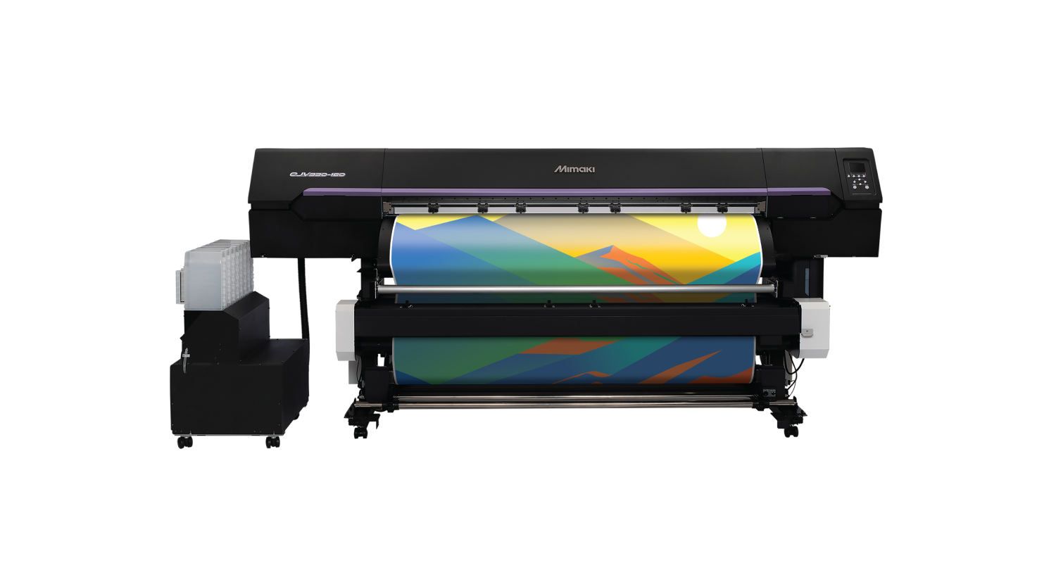 A Mimaki CJV330-160 solvent printer/cutter