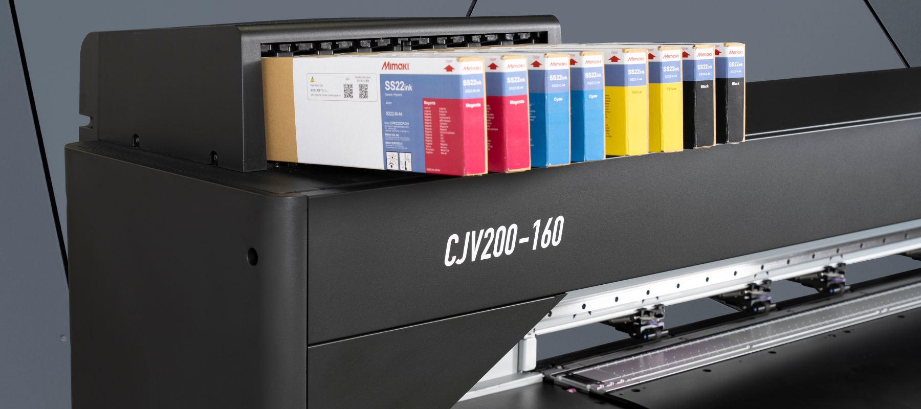 New Mimaki CJV200 printer cutter showing new SS22 inks