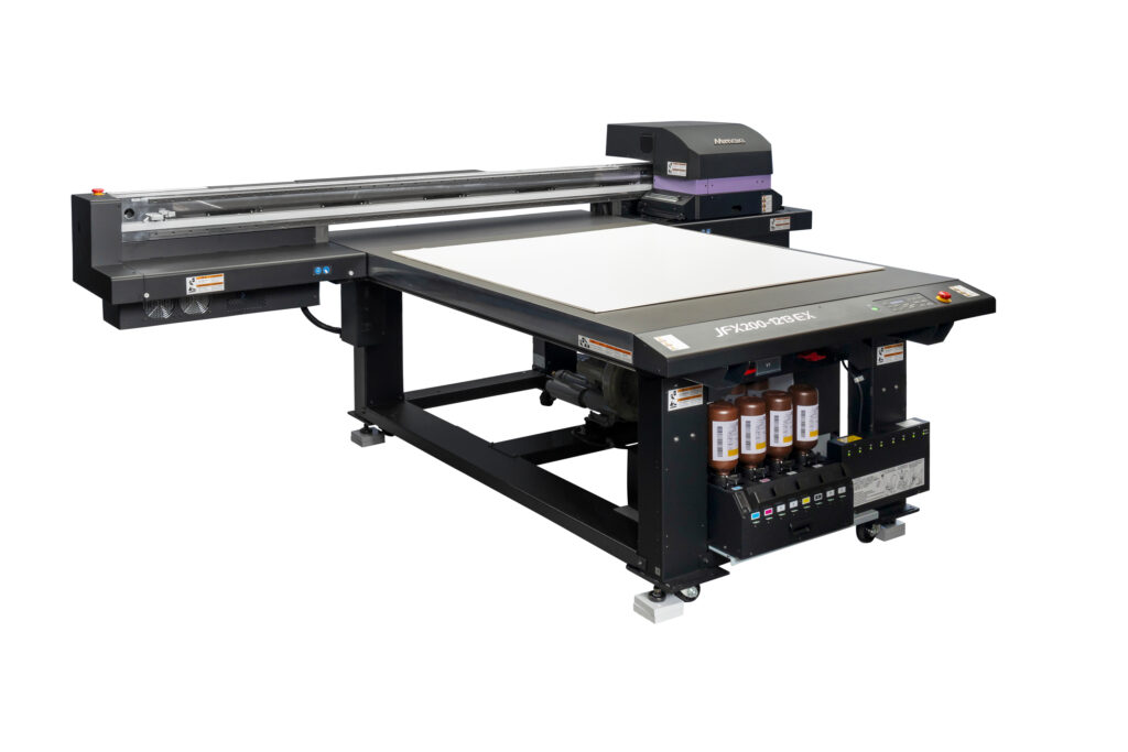 The new JFX200-1213EX flatbed UV printer offers a versatile solution with its smaller bed size 