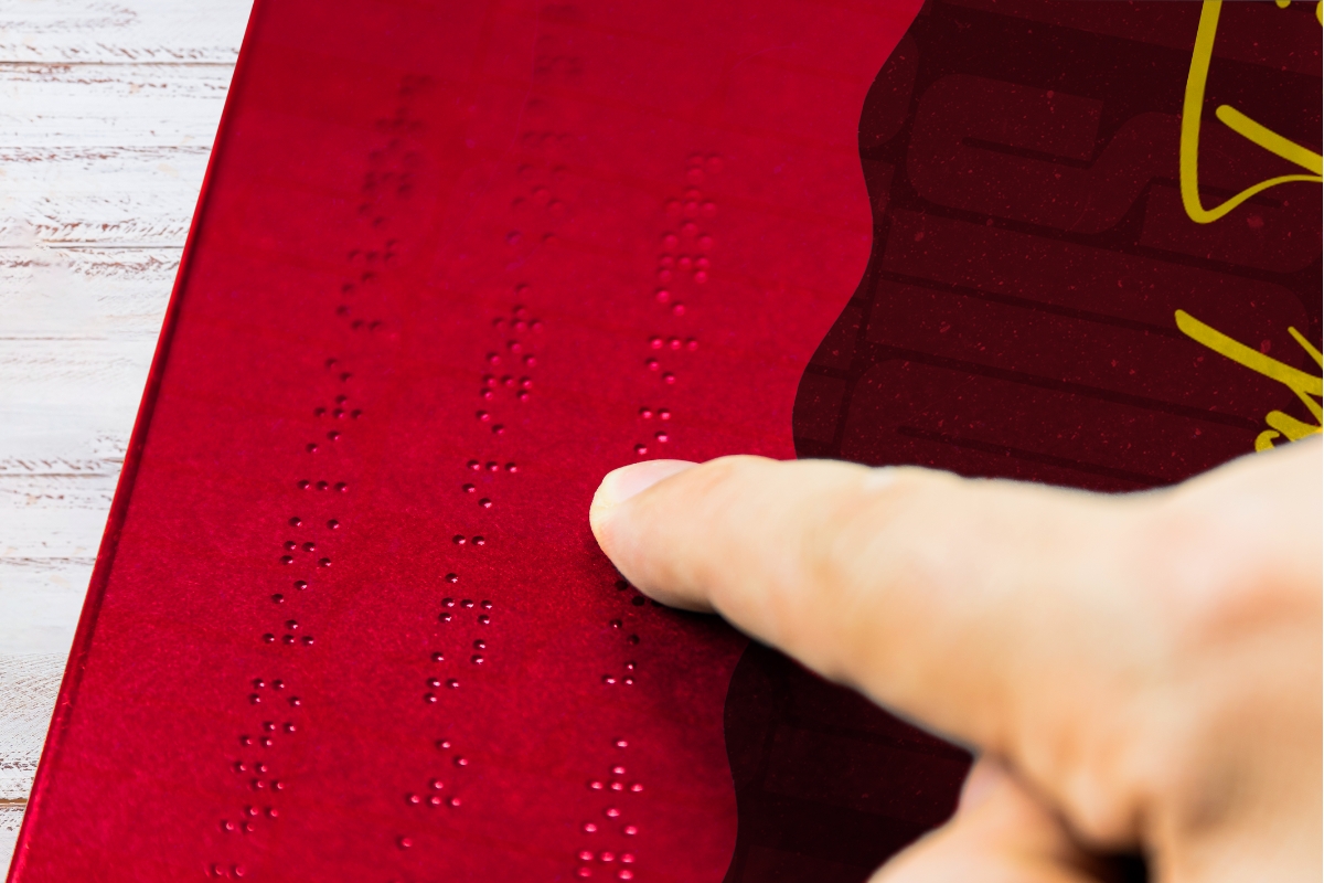 Braille print on a sign produced by a Mimaki UV printer