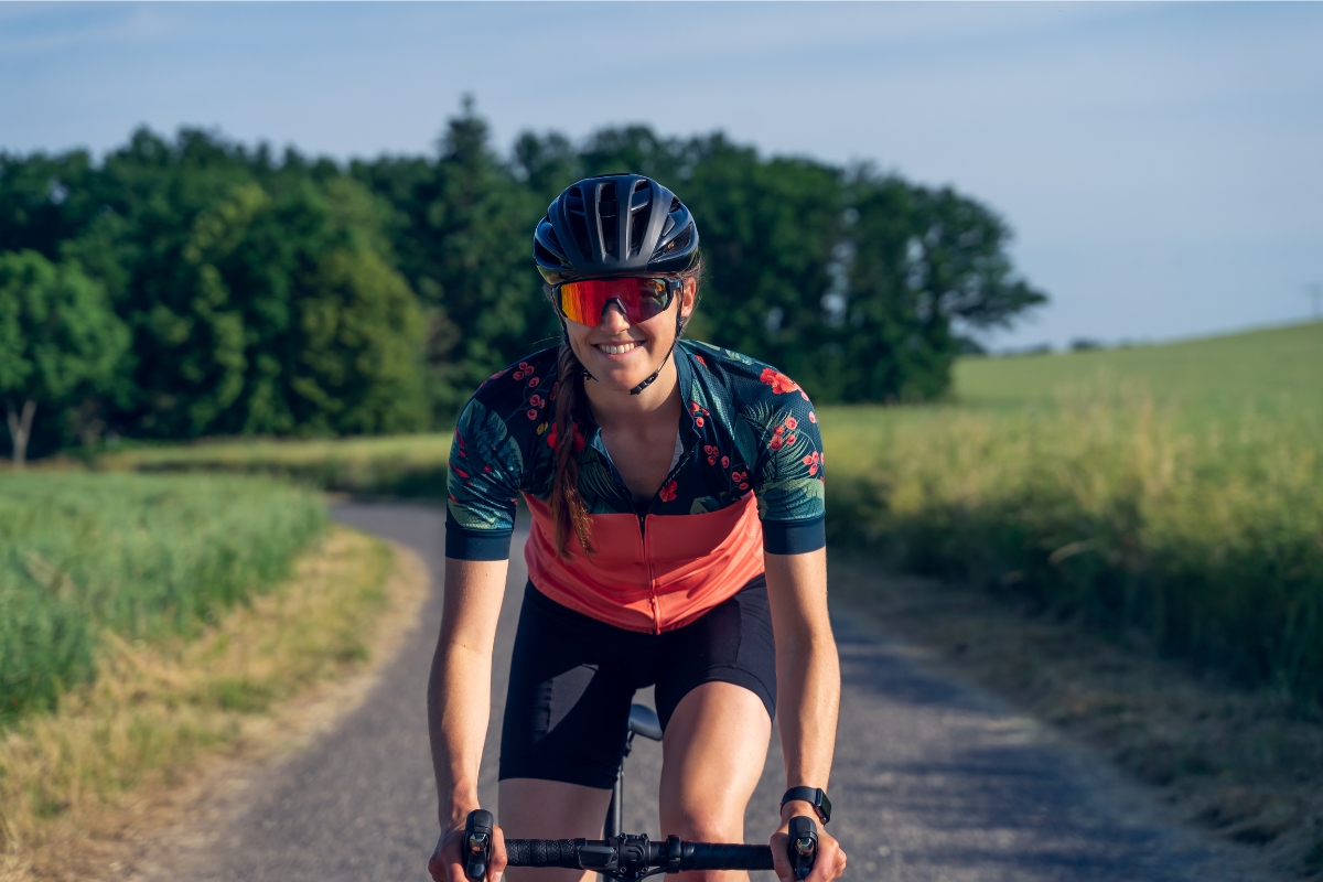 cyclist in a dye sublimation printed jersey