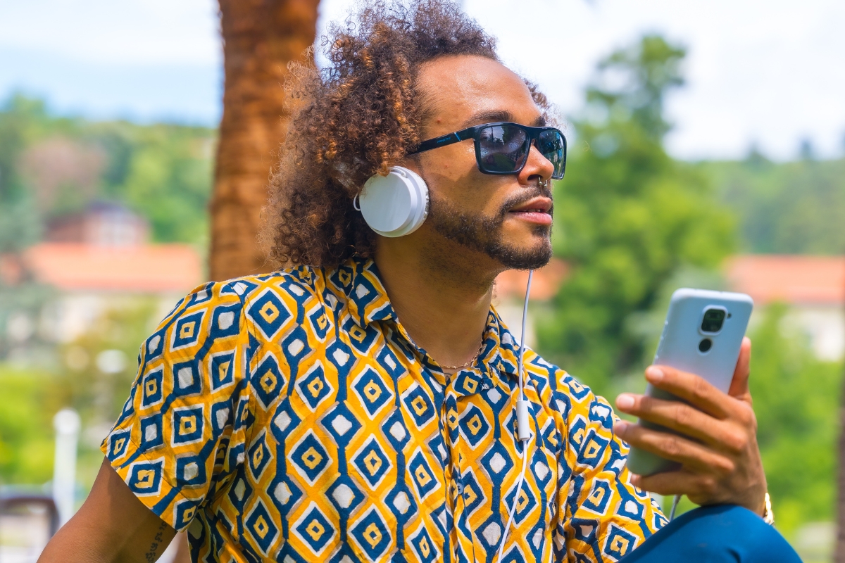 person in a printed shirt