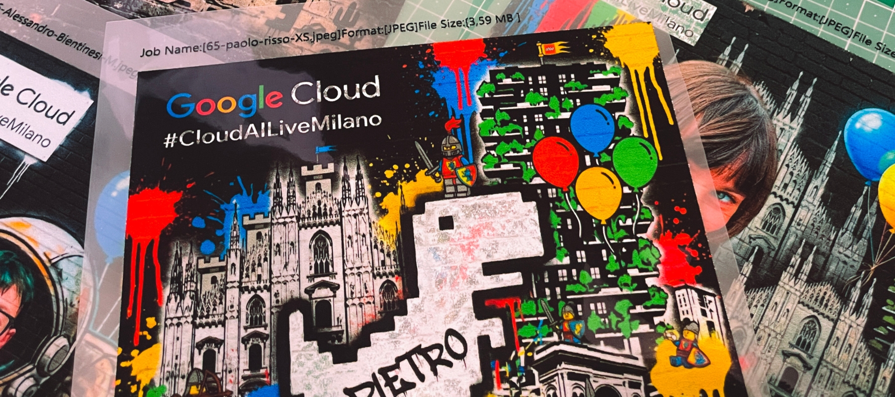 Mimaki DTF printers combined with Google Gemini AI to create tshirts at Google Cloud AI LIve in Milan